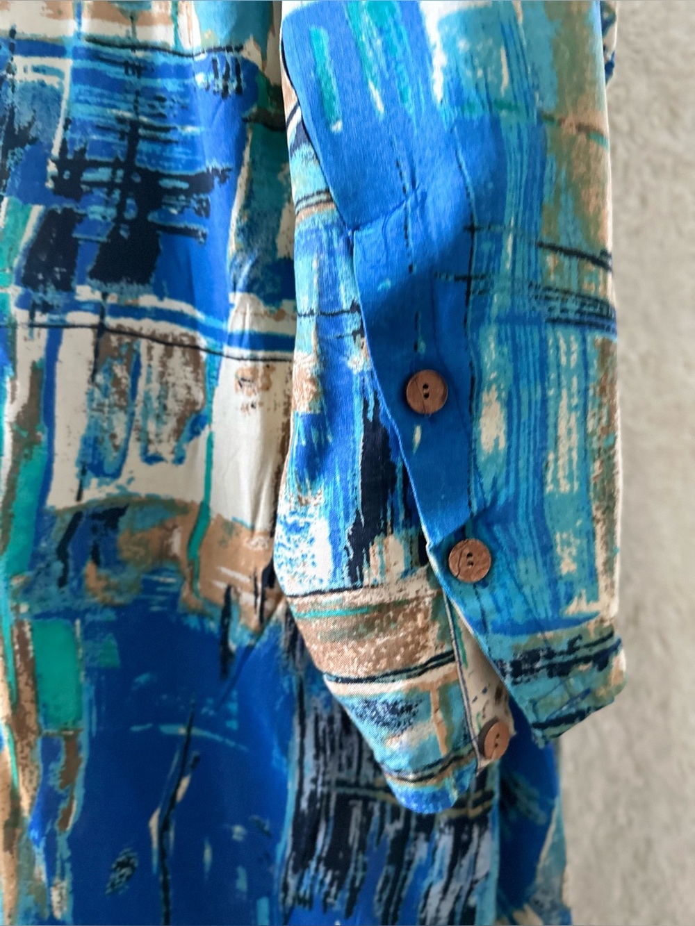 Asymmetrical Swing Dress in a Beautiful Blue Abstract Watercolors Palette - Picture 7 of 15